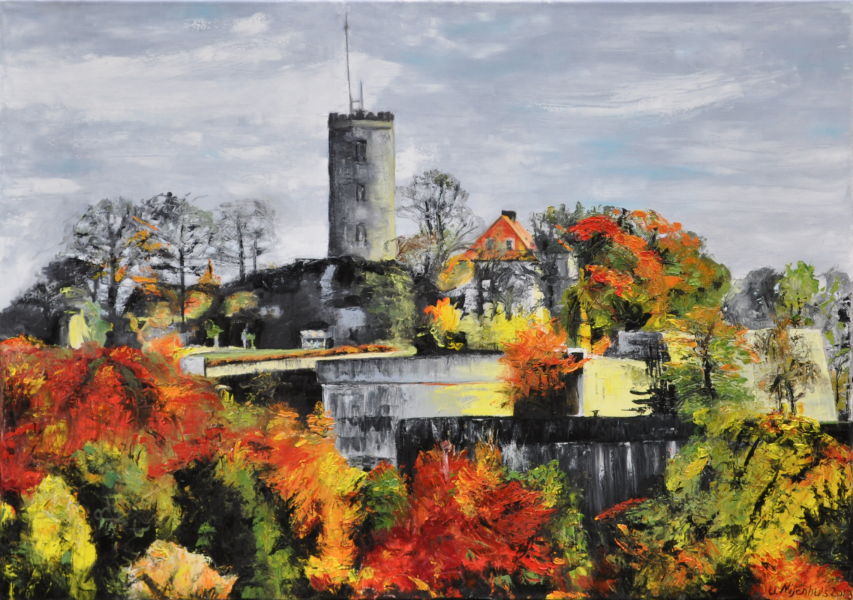 Oelbild 'Sparrenburg im Herbst'